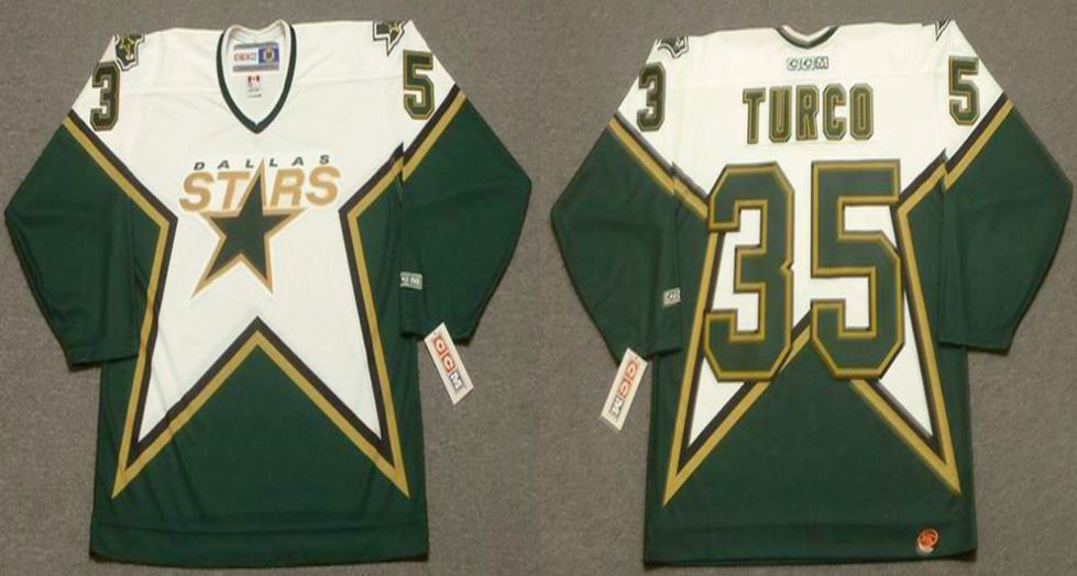 2019 Men Dallas Stars #35 Turco Green CCM NHL jerseys->dallas stars->NHL Jersey